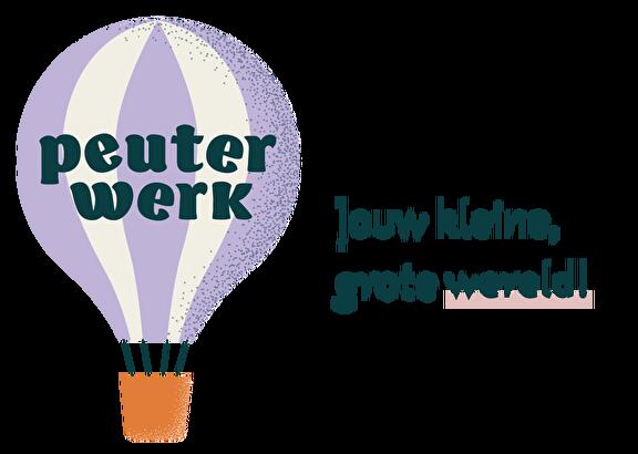 Logo peuterwerk met ondertitel 'Jouw kleine, grote wereld!'
